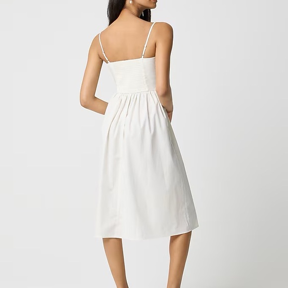 J.CREW Cream Scallop-trim button-front midi dress Size 14 - Picture 2 of 4
